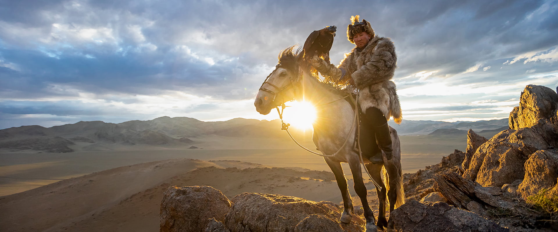 Botei Rys, a Kazakh Eagle Hunter with his eagle from Altansogts district of Bayan-Olgii Province in Western Mongolia.