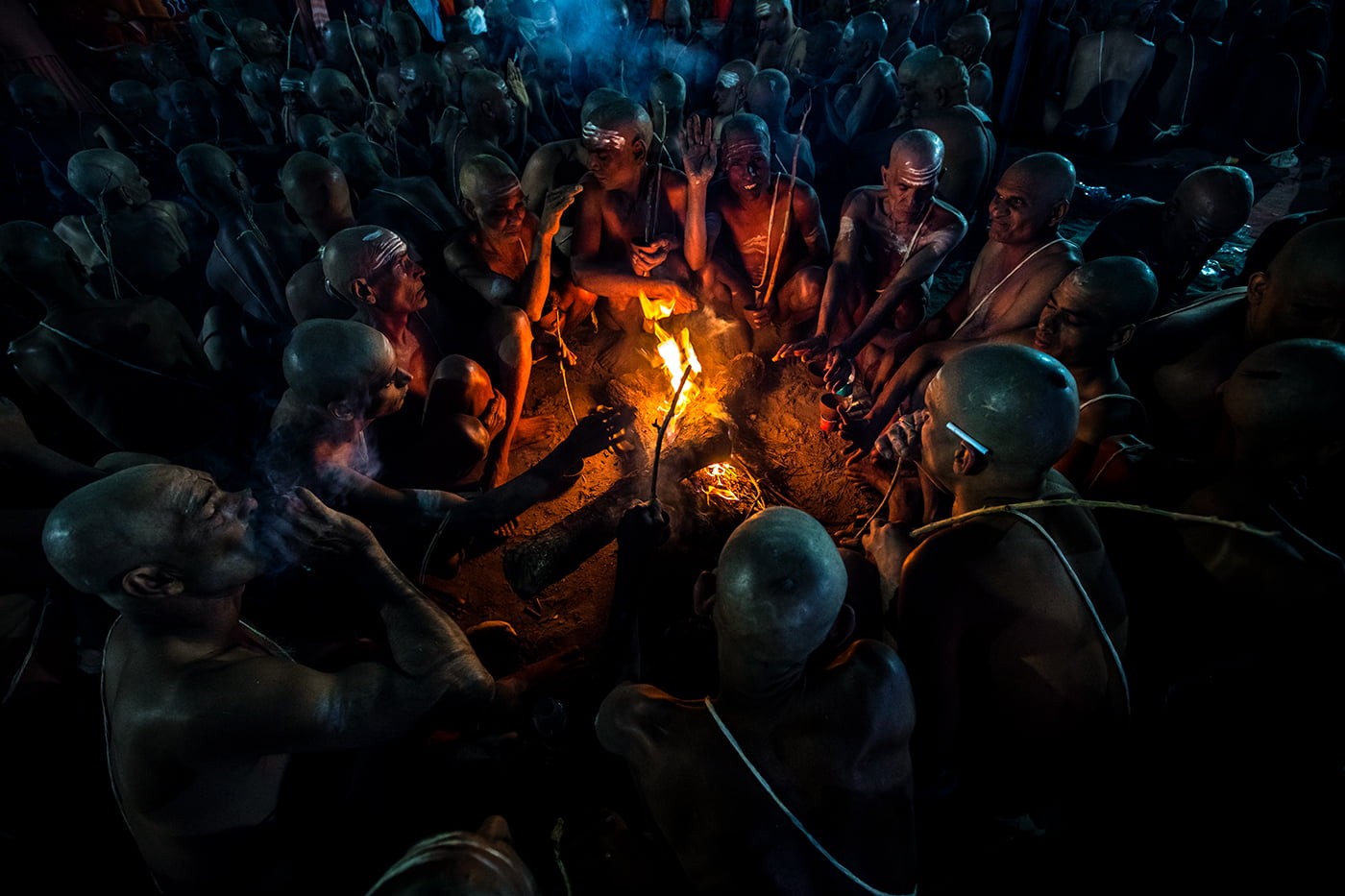 Sadhus of the Juna Akhara, the oldest and largest Akhara, were engaged in a mass initiation ceremony to become Naga Sadhus.